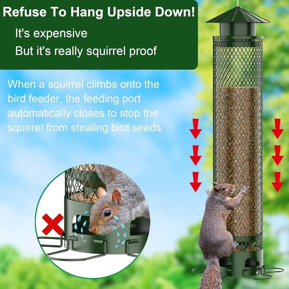 Metal Squirrel Proof Bird Feeder (6.5LB) for Outdoors: Attracts Finch, Cardinal - Picture 3 of 6